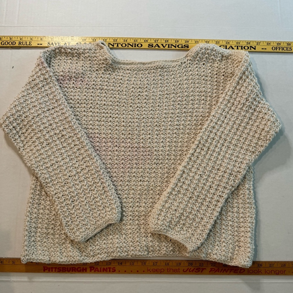 Pure White Cable Knotted Cropped Long Sleeve Sweater OSA